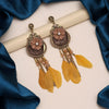 Beige Color Tassel Antique Earrings (ANTE1710BEG)