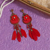 Red Color Tassel Antique Earrings (ANTE1710RED)