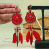 Red Color Tassel Antique Earrings (ANTE1710RED)