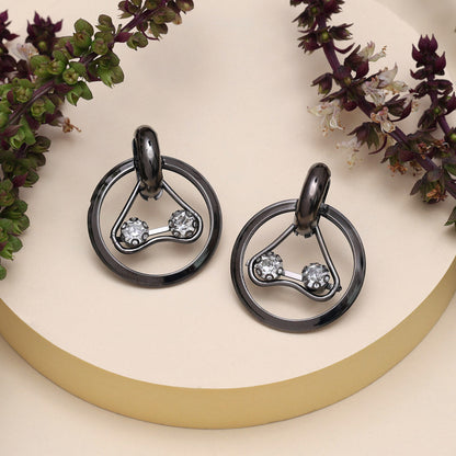 Black Color Fashion Earrings (ANTE1722BLK)