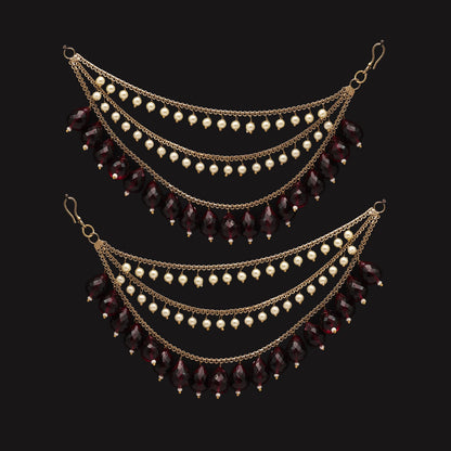 Maroon Color Antique Earrings Chain (ANTE1748MRN)
