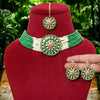 Green Color Antique Choker Necklace Set (ANTN110GRN)