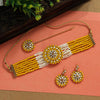 Yellow Color Antique Choker Necklace Set (ANTN110YLW)