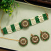 Green Color Antique Choker Necklace Set (ANTN112GRN)