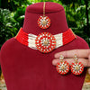 Red Color Antique Choker Necklace Set (ANTN112MNT)