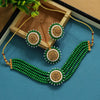 Green Color Antique Choker Necklace Set (ANTN113GRN)