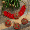 Red Color Antique Choker Necklace Set (ANTN114RED)