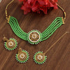 Parrot Green Color Antique Choker Necklace Set (ANTN115PGRN)