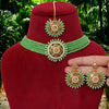 Parrot Green Color Antique Choker Necklace Set (ANTN115PGRN)