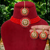 Red Color Antique Choker Necklace Set (ANTN115RED)