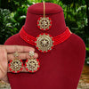 Red Color Antique Choker Necklace Set (ANTN117RED)