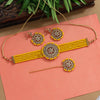 Yellow Color Antique Choker Necklace Set (ANTN117YLW)