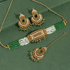 Green Color Choker Antique Necklace Set (ANTN118GRN)