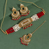 Maroon Color Choker Antique Necklace Set (ANTN118MRN)