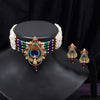 Multi Color Choker Antique Necklace Set (ANTN128MLT)