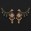 Red Color Rhinestone Bahubali Earrings  (BBLE317RED)