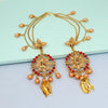 Red Color Rhinestone Bahubali Earrings  (BBLE317RED)