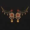 Red Color Rhinestone Bahubali Earrings (BBLE363RED)