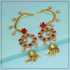 Red Color Rhinestone Bahubali Earrings (BBLE364RED)
