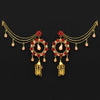 Red Color Rhinestone Bahubali Earrings (BBLE364RED)