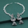 Silver Color Oxidised Bahubali Earrings (BBLE376SLV)