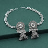 Silver Color Oxidised Bahubali Earrings (BBLE377SLV)
