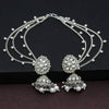 Silver Color Oxidised Bahubali Earrings (BBLE405SLV)