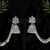 Silver Color Oxidised Bahubali Earrings (BBLE408SLV)