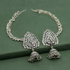 Silver Color Oxidised Bahubali Earrings (BBLE409SLV)