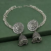 Silver Color Oxidised Bahubali Earrings (BBLE418SLV)
