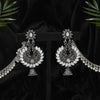 Silver Color Oxidised Bahubali Earrings (BBLE421SLV)