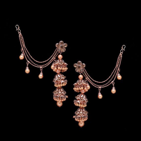 I Jewels Gold Plated Bahubali Kundan & Pearl Chain Jhumki Earring for Women  (E2617W) : Amazon.in: Jewellery