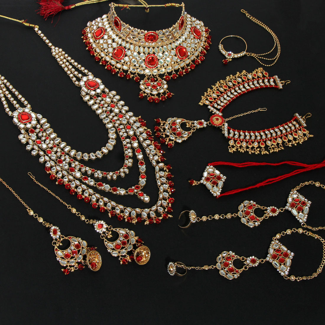 Red Color Kundan Bridal Set (BDL235RED)