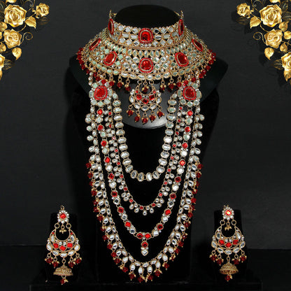 Red Color Kundan Bridal Set (BDL235RED)