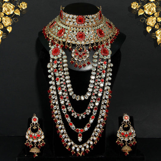 Red Color Kundan Bridal Set (BDL235RED)