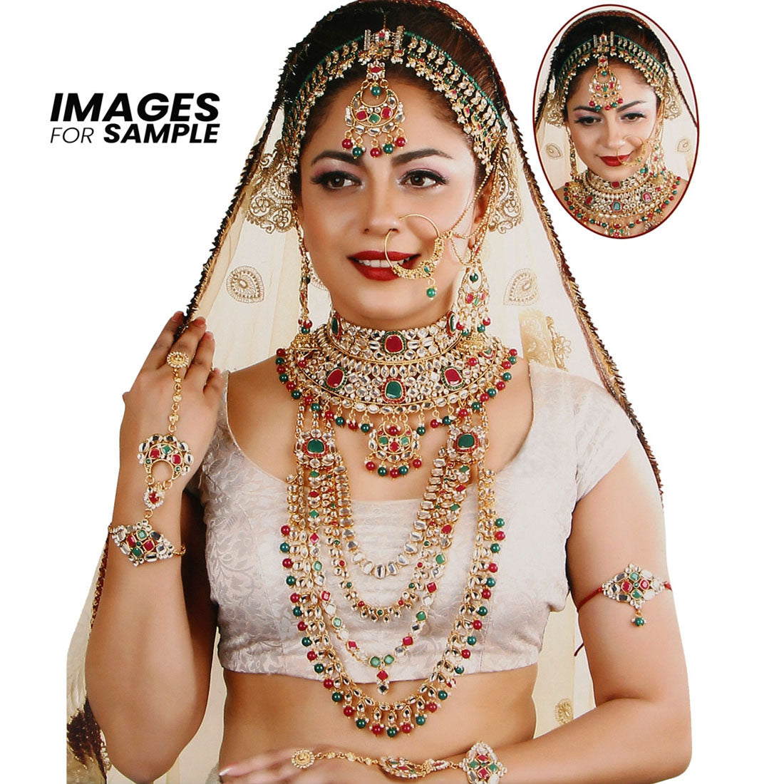 Red Color Kundan Bridal Set (BDL235RED)