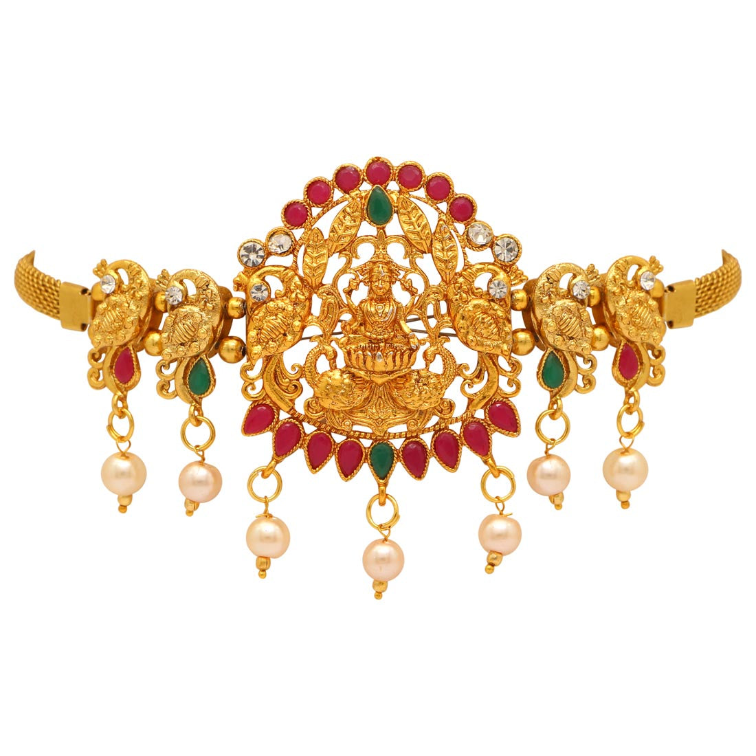 Maroon & Green Color Glass Stone Bajuband (BJB181MG)