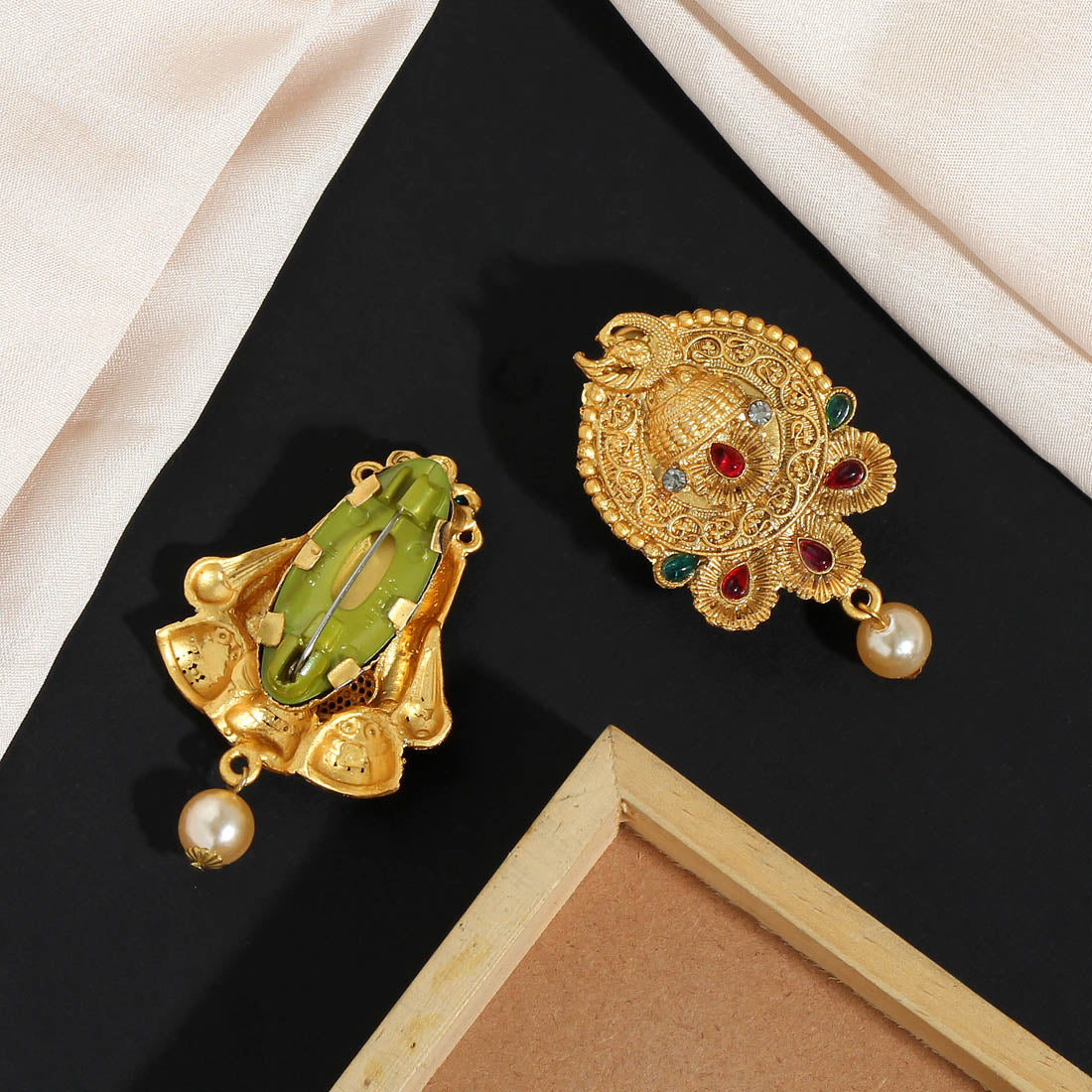 Maroon & Green Color Use Burkha Pin & Dupatta / Saree Pin Combo Of 4 Piece (BRCMB206)