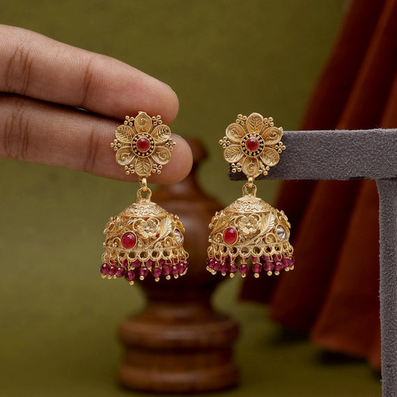 ERG128 - Traditional South Indian Umbrella Jhumkas In Gold Plated Buy  Online - Buy Original Chidambaram Covering product at Wholesale Price.  Online shopping for guarantee South Indian Gold Plated Jewellery.