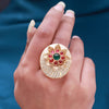 Rani & Green Color Copper Finger Ring (CPR181RNIGRN)