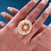 Rani & White Color Copper Finger Ring (CPR181RNIWHT)
