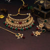 Maroon & Green Color Choker Premium Copper Necklace Set (CPRN209MG)