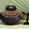 Pink Color Choker Premium Copper Necklace Set (CPRN212PNK)
