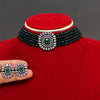 Green Color American Diamond Choker Necklace Set (CZN229GRN)