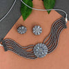Grey Color American Diamond Choker Necklaces Set (CZN230GRY)