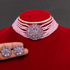 Pink Color American Diamond Choker Necklace Set (CZN230PNK)