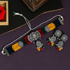 Multi Color Black Silver Brass American Diamond Choker Necklace Set (CZN275MLT)