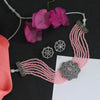 Pink Color American Diamond Choker Necklace Set (CZN289PNK)