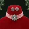 Pink Color American Diamond Choker Necklace Set (CZN289PNK)