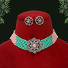Rama Green & Pink Color American Diamond Choker Necklace Set (CZN289RGRNPNK)